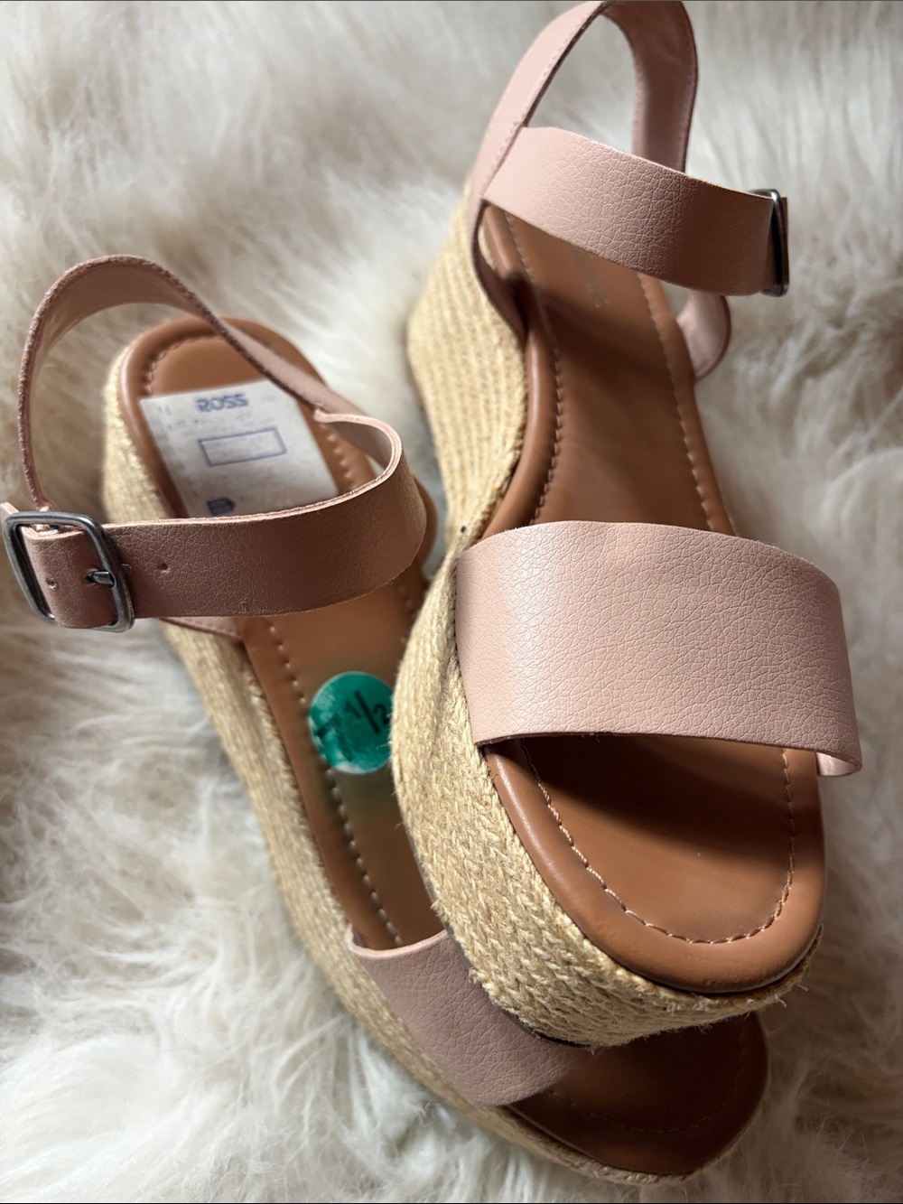 Indigo Blush Pink Platform Espadrille Wedge Sandals